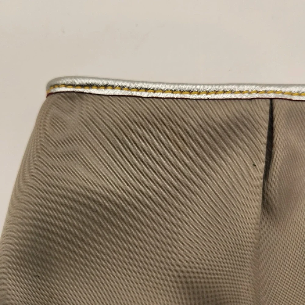 MZ Wallace N.Y.C. Gray Nylon Cosmetic Pouch Makeup Bag Gold Silver Trim Travel